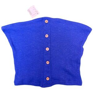 Better Be Blue Cropped Ribbed Elastic Sleeveless Tube Top - Small